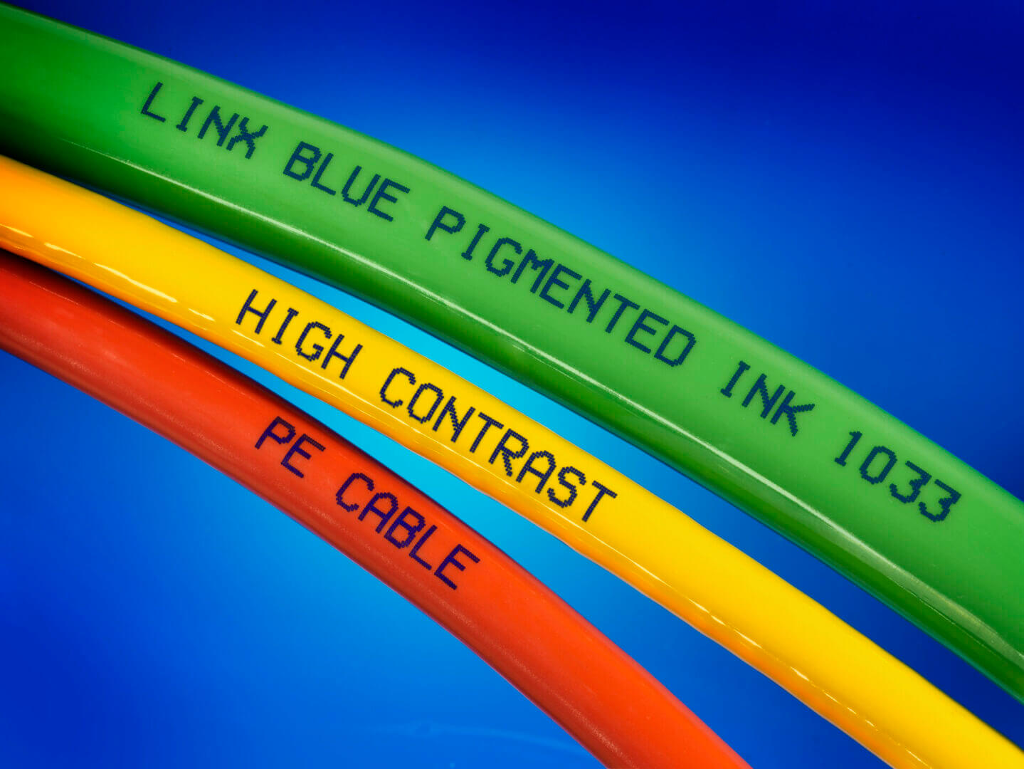 Three color-coded cables with labels.