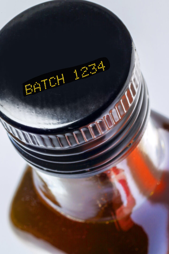 Bottle lid with batch code 1234.